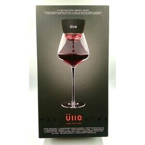 Uiio Wine Purifier Aerator w/ Base, 5 Filters, Travel Pouch, Wine Glasses  w/Box